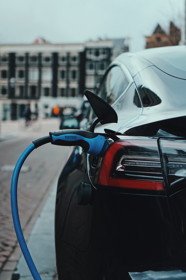 An electric car at a charging hub