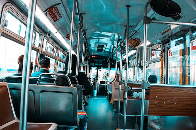 The interiors of a bus